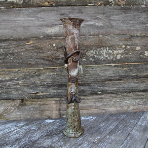 Tall Slender Vase - Cocoa Creme/Ocean Dreams