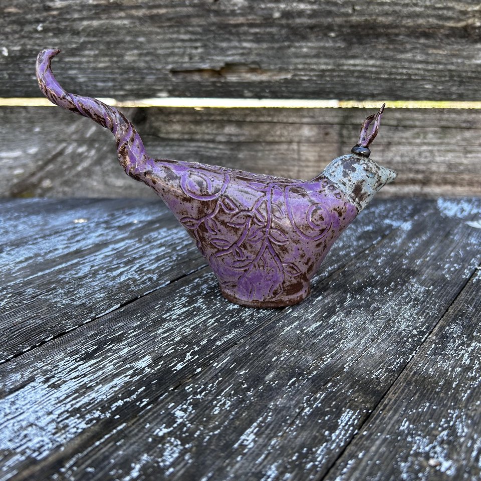 Bird Sculpture - Lavender Fields/Blue Skyline