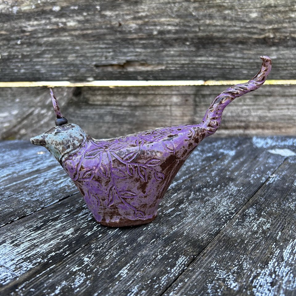 Bird Sculpture - Lavender Fields/Blue Skyline