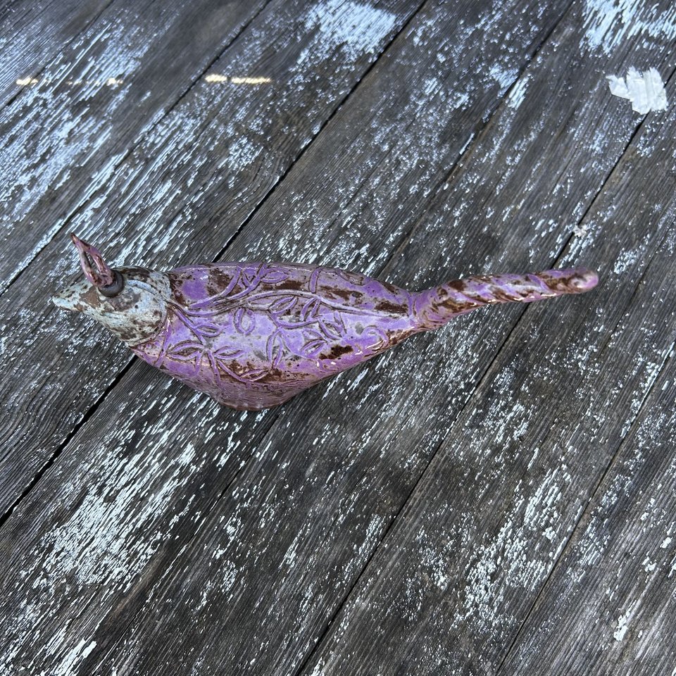 Bird Sculpture - Lavender Fields/Blue Skyline