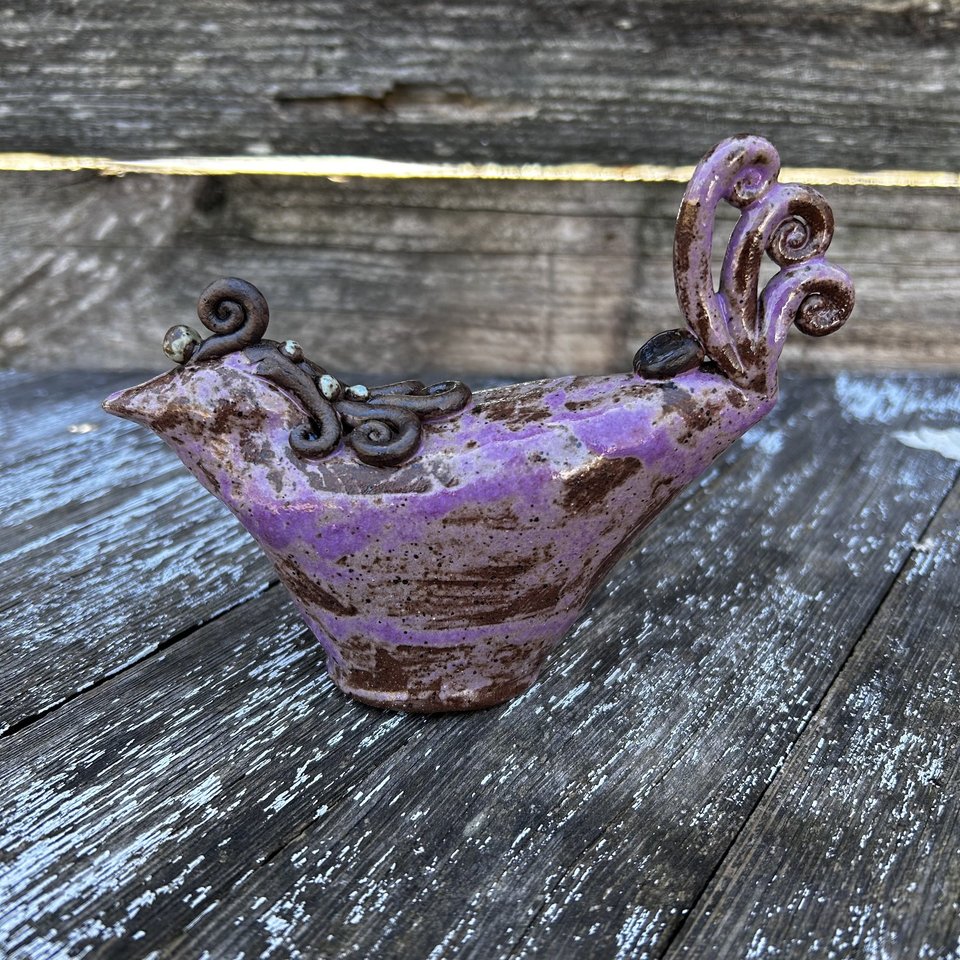 Bird Sculpture - Lavender Fields/Blue Skyline/Oxide Wash