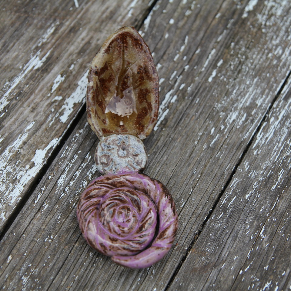  Handmade Stoneware Spoon - Functional Art - Lavender Fields/Blue Skyline