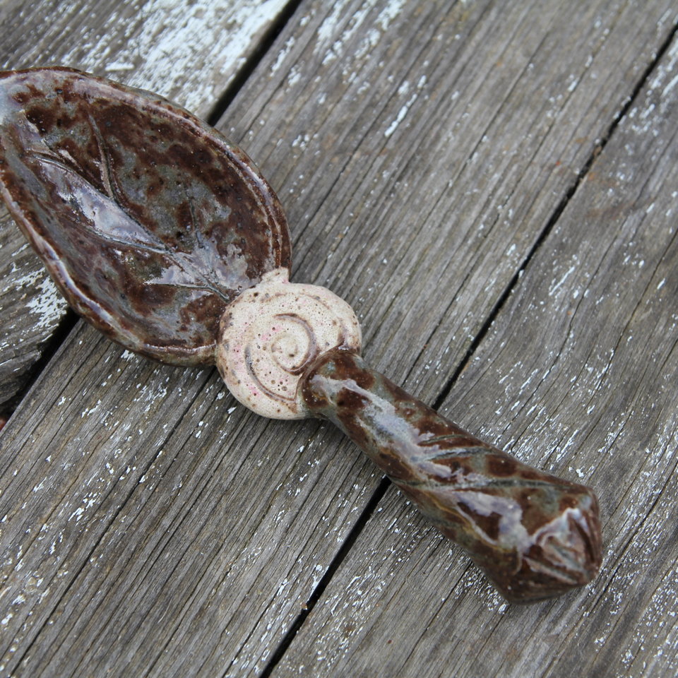  Handmade Stoneware Spoon - Functional Art - Mulberry Haze