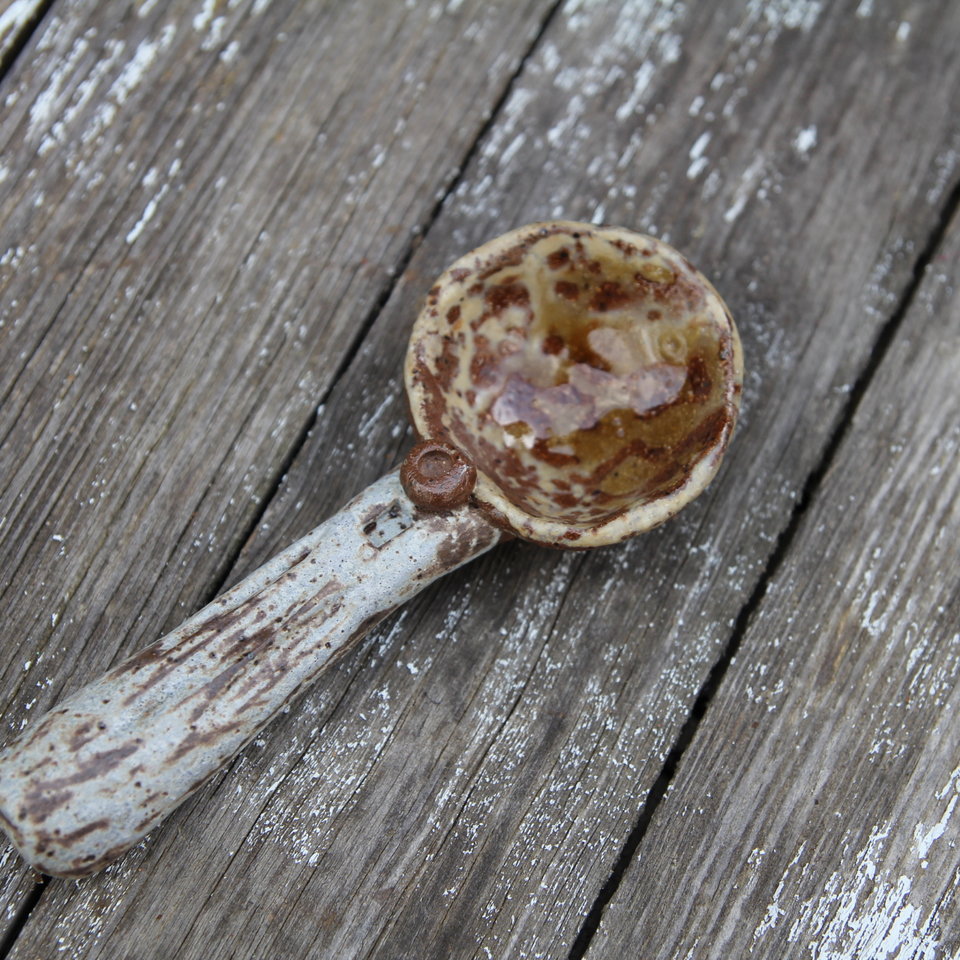  Handmade Stoneware Spoon - Functional Art - Blue Skyline