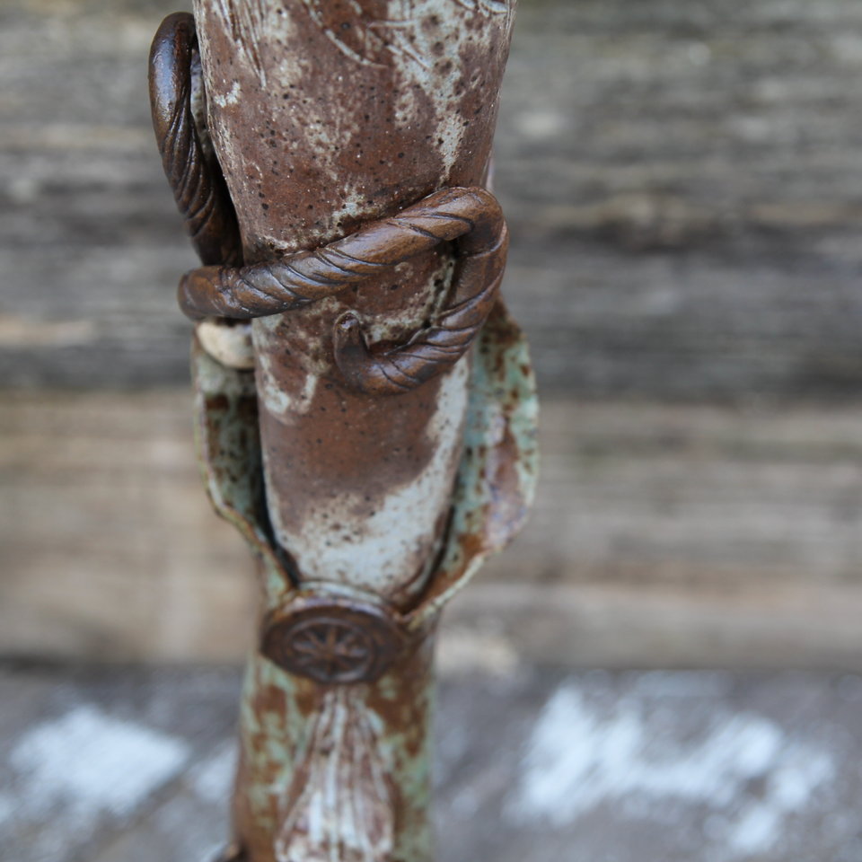 Tall Slender Vase - Cocoa Creme/Ocean Dreams