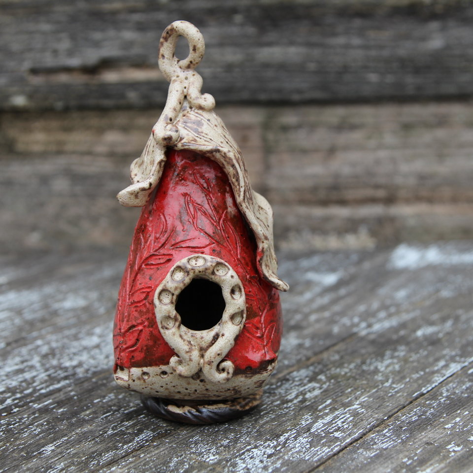 Mini Bird House - Hot Lava/Cocoa Creme