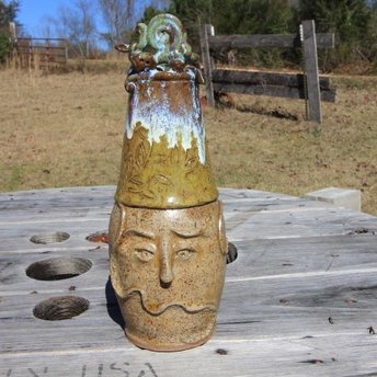 Stoneware face vase