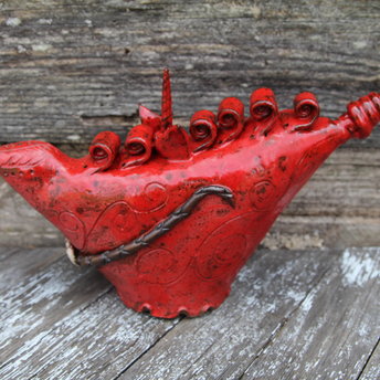 Large Bird Sculpture - Hot Lava