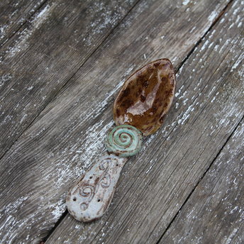  Handmade Stoneware Spoon - Functional Art - Ocean Dreams/Blue Skyline