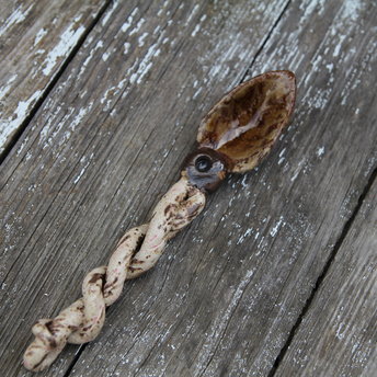  Handmade Stoneware Spoon - Functional Art - Cocoa Creme