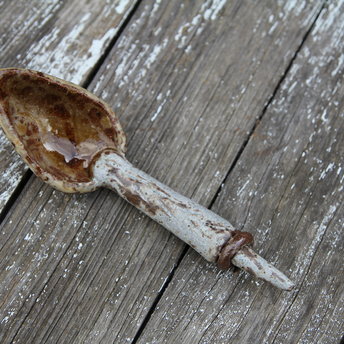  Handmade Stoneware Spoon - Functional Art - Blue Skyline